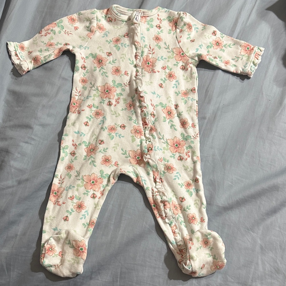 Little Me Cream Floral Footie